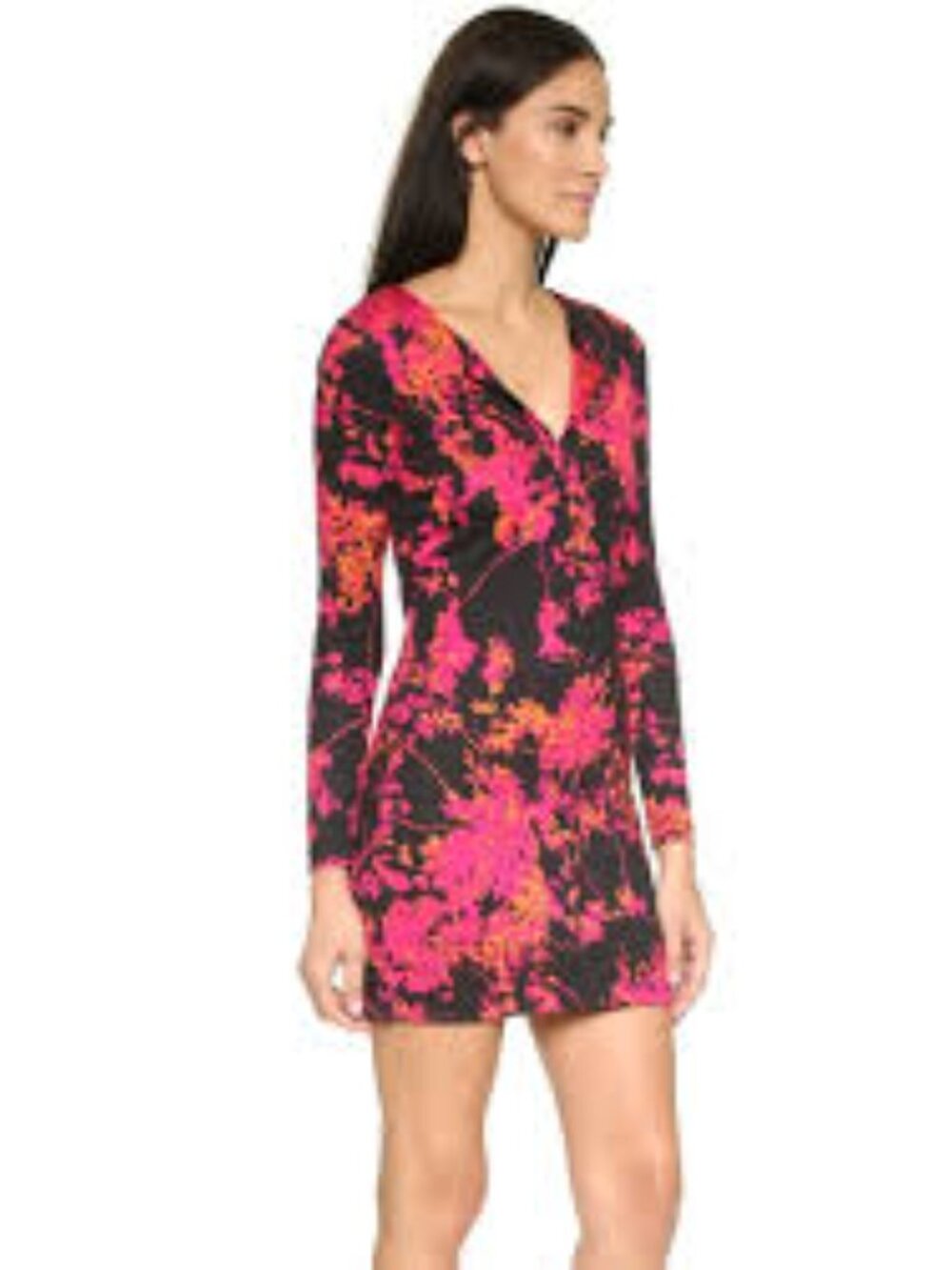 Diane von Furstenberg Reina Silk Jersey Dress Floral Daze Pink Orange 2